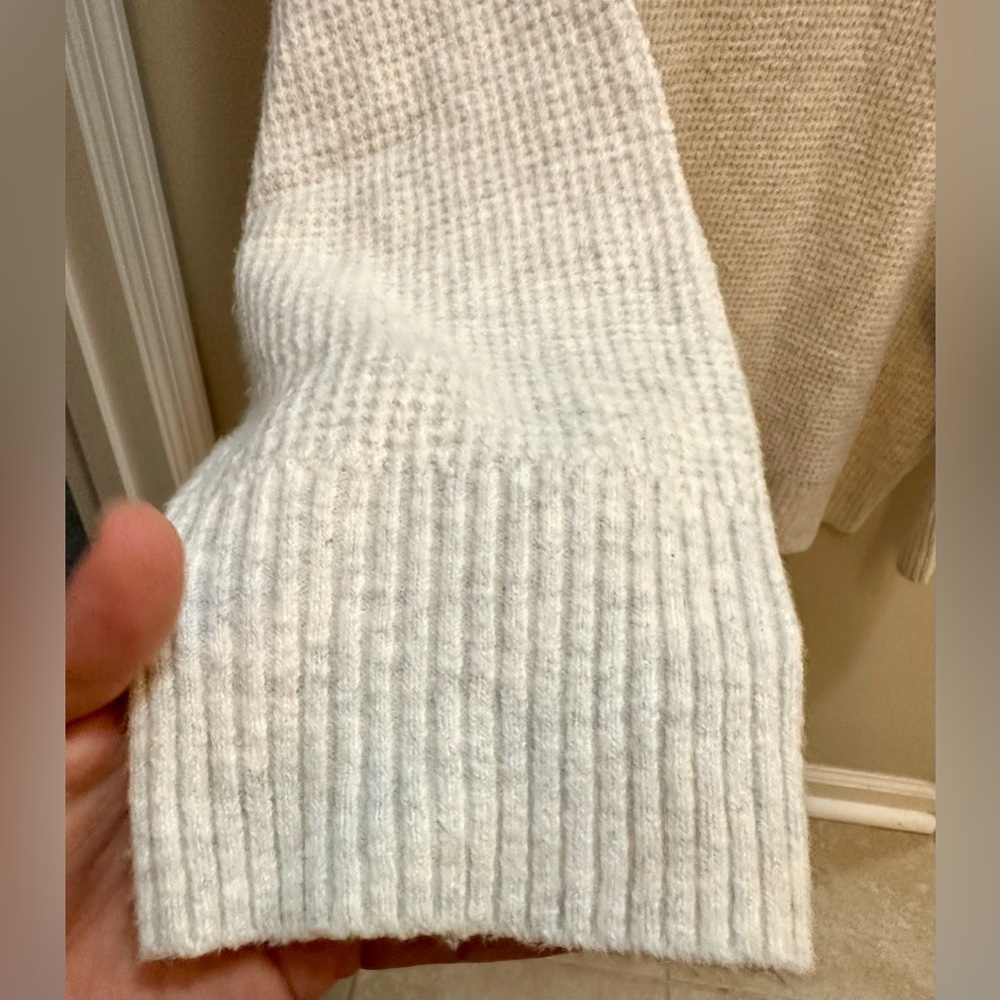 Aerie CozyUp Waffle Quarter Zip Sweater in Heather Gray Size XXL - Picture 10 of 11